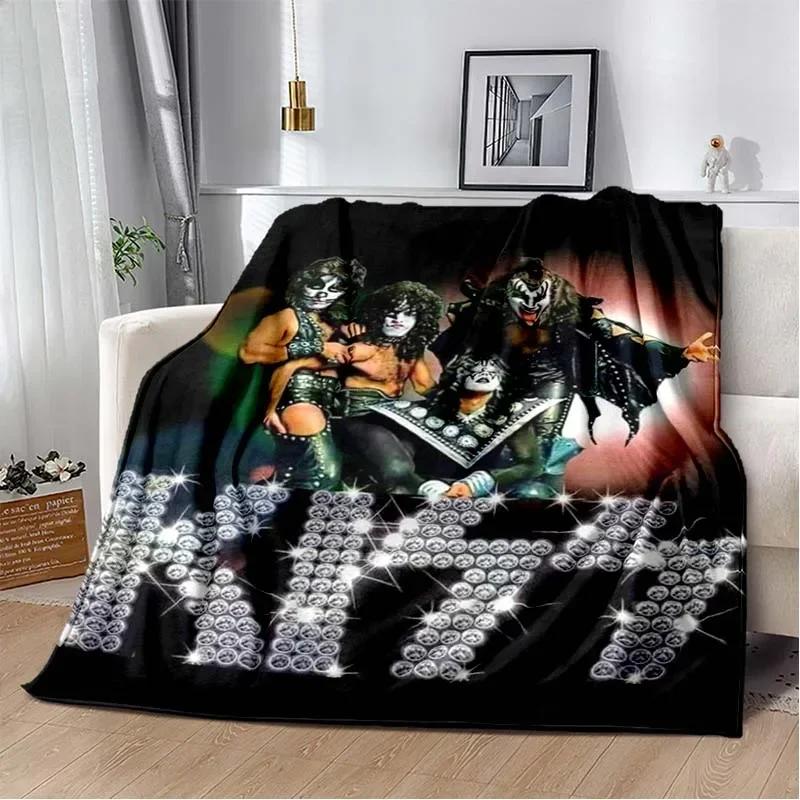 KISS Band Pattern Throw Blanket Light Weight Blanket for Living Room Bedroom Kidsroom Warm Blanket Christmas Gift