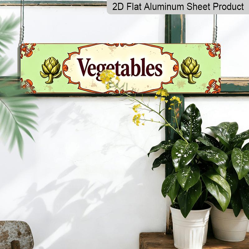2D Flat- 1pc Vintage Vegetables Aluminium Decorative Sign |High-Quality Aluminum, Durable UV and Corrosion Resistant, Ideal for Cafes, Bars, Homes