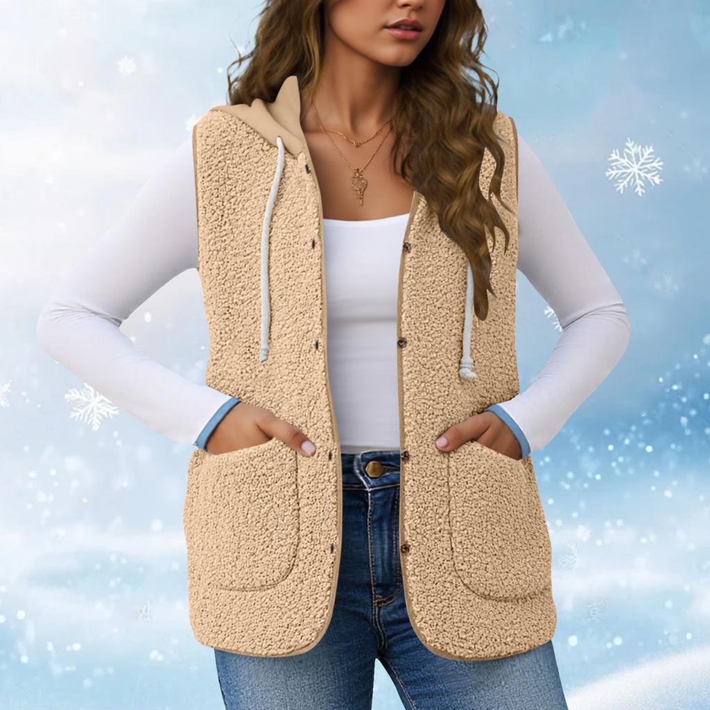 Women's Fashion Casual Loose Lamb Wool Female Short   Winter  Vest