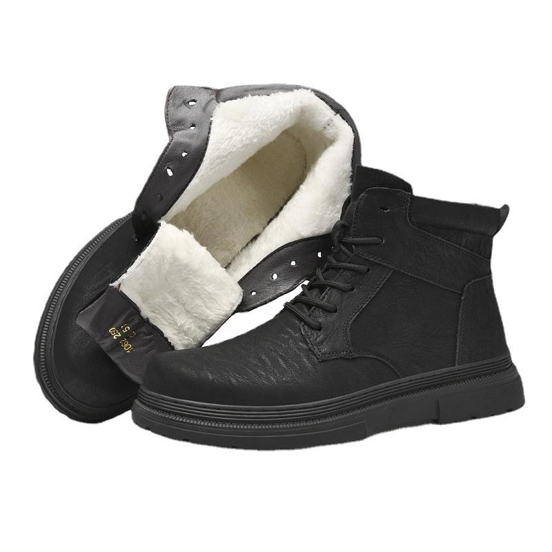 Cross-border Large-size New Large-size 47 Thick-soled Tooling Martin Boots Men's Cowhide British Casual Retro Velvet Snow Boots