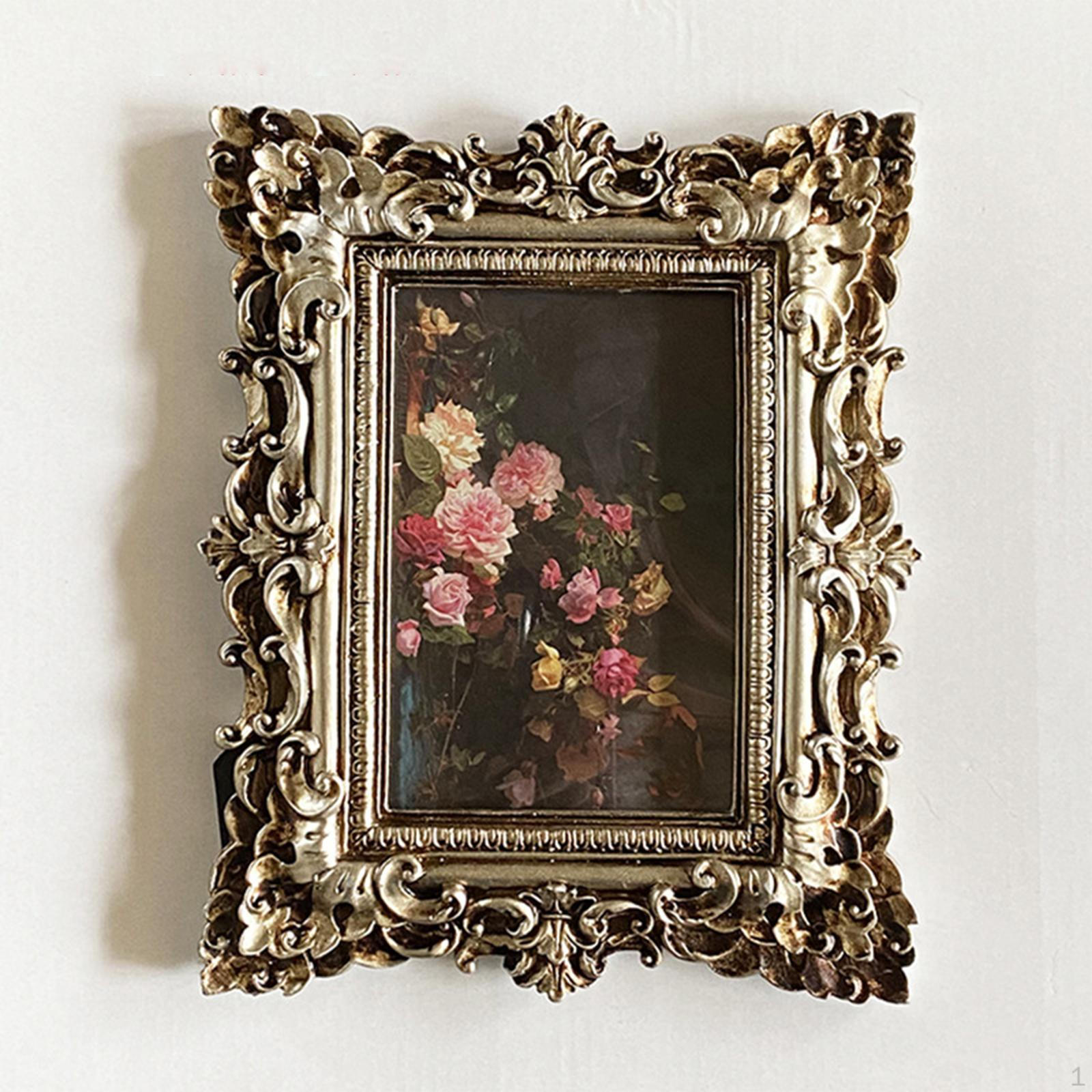 

Vintage Photo Frames, Holder Display Luxury Antique Rectangle Gifts Resin Deluxe Floral