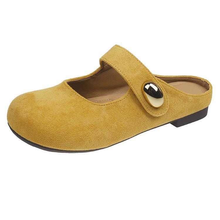 Baotou half slippers women wear flat bottom pregnant women lazy one pedal summer 2025 new skirt Muller cool slippers