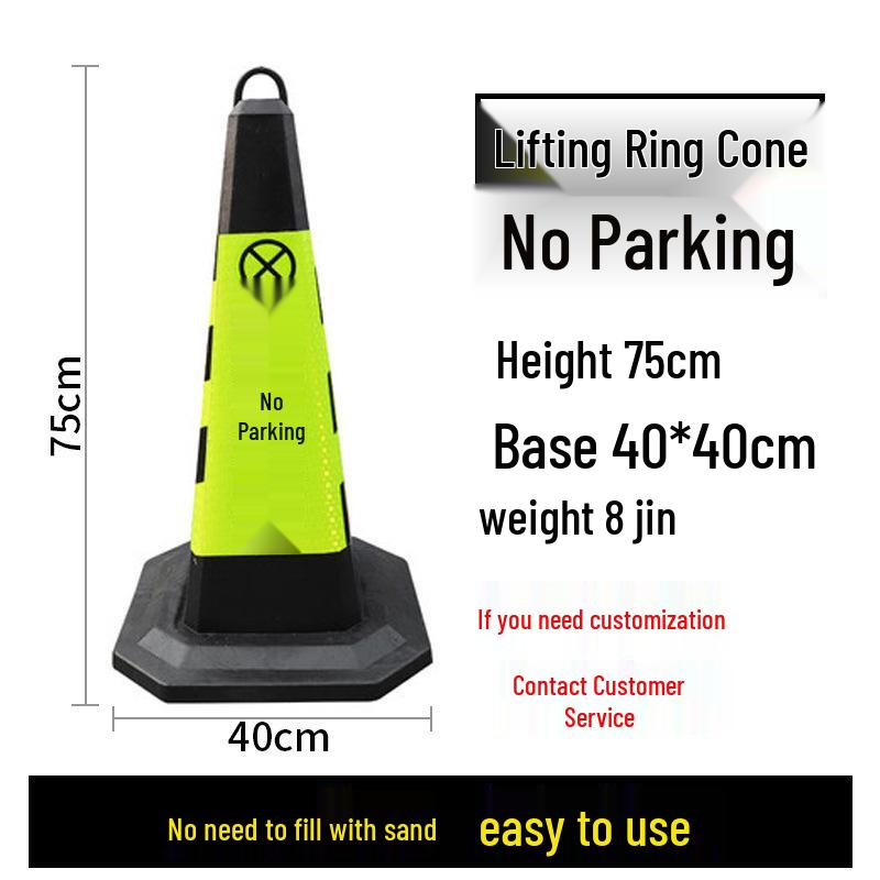 70cm Reflective Rubber and PVC Traffic Cone - No Parking Ice Cream Cone Design