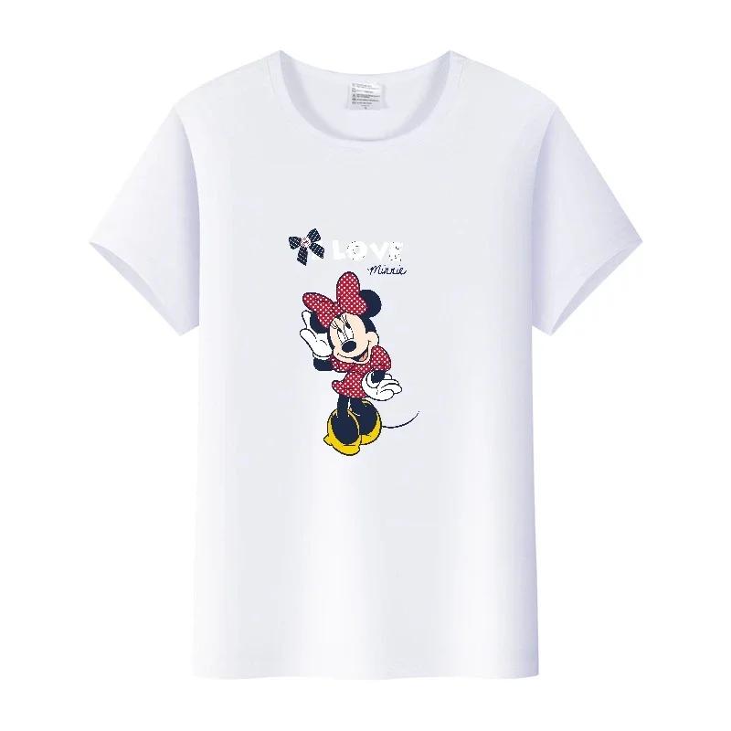 Fashion Summer Blouses T-shirt White 2000s Tees Cartoon Minnie Tshirt Mickey Mouse Tops Graphic Clothes Unisex