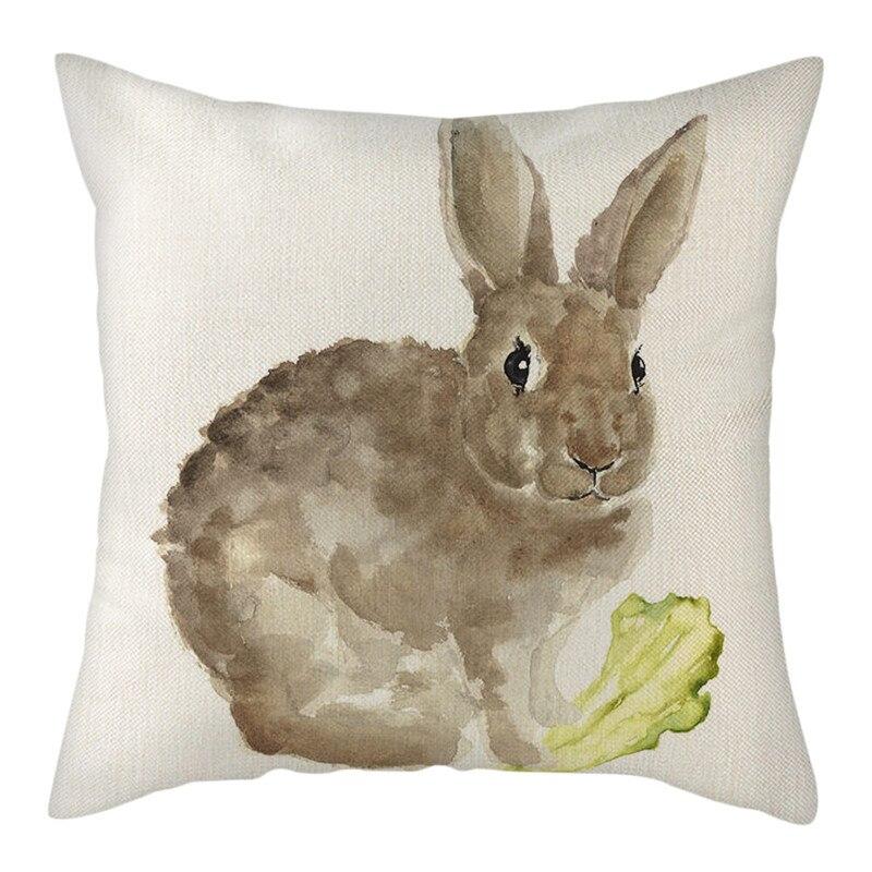 45X45Cm Rabbit Photo Cushion Cover Grey Pattern Pillow Polyester Pillowcase