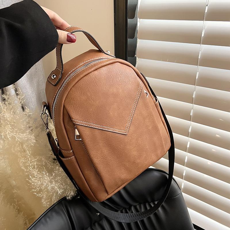 New fashion pu women's backpack college style large capacity simple trendy versatile casual backpack