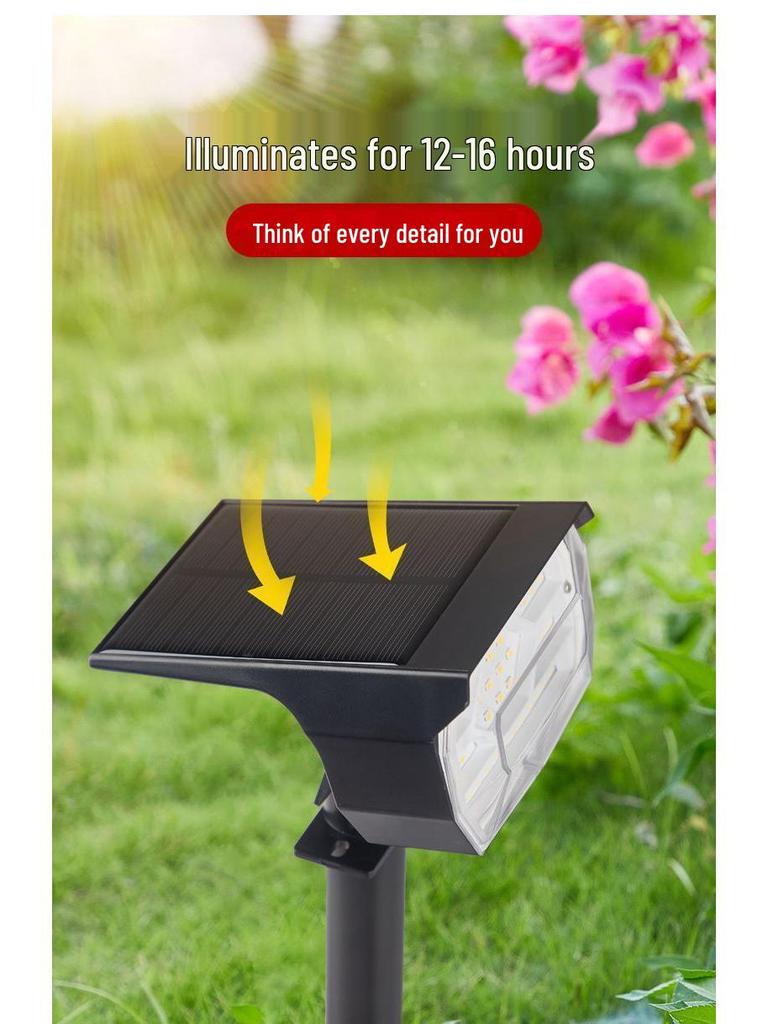 Waterproof Solar Spotlight for Garden Landscape - Super Bright Outdoor Lawn and Tree Light with Ground Plug