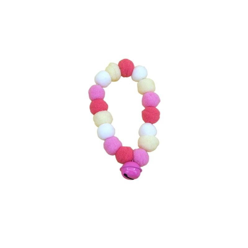 4pcs Festival Plush Pet Collars with Pompoms Bells Charm Colorful Furry Birthday Collar for Cats and Dogs