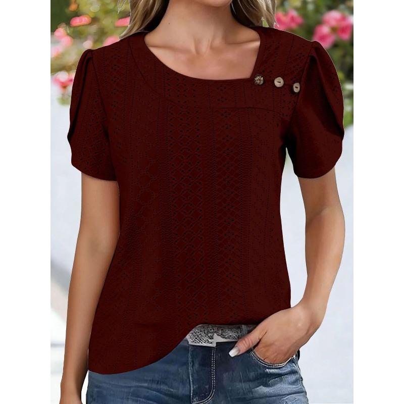 JPNTKY Women's Fashion Casual Short Sleeve Blouses & Shirts