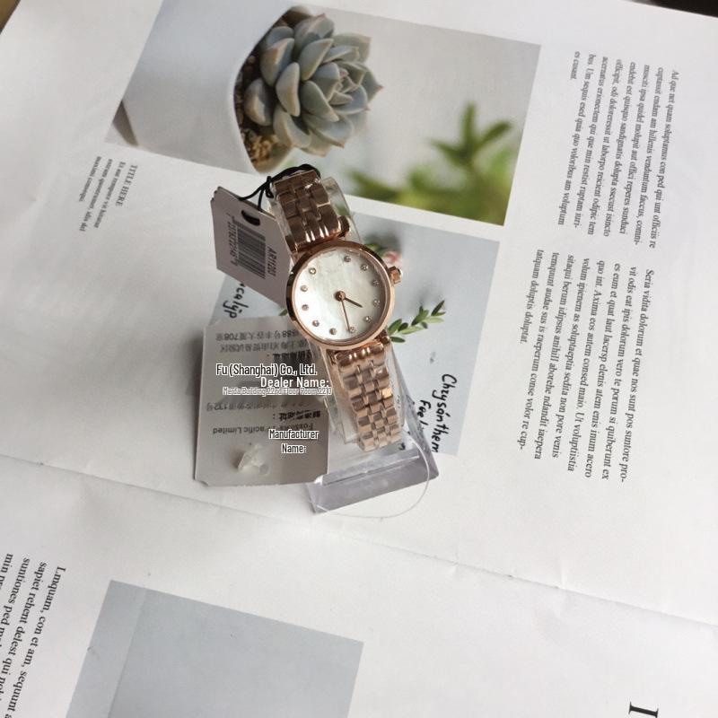 Armani AR11092 Women's Moon Phase Quartz Watch, High-End Fashionable Waterproof Steel Band with Pearl Accents