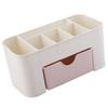 Cosmetics Makeup Organizer PP Multifunctional 6 Compartments Makeup Desk Organizer with Drawer Pink
