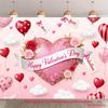 Happy Valentine's Day Tapestry, Pink Glitter Heart Background Cloth, Romantic Party Decor