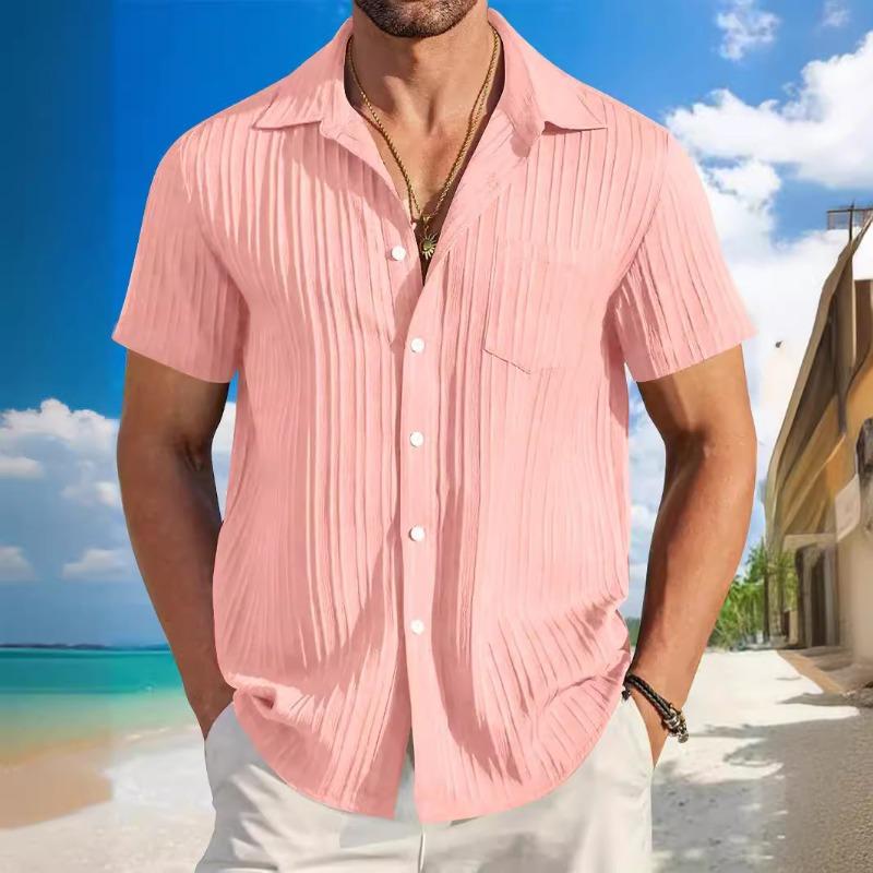 Moderna Estate Moda Uomo Camicia Casual a Righe da Spiaggia a Maniche Corte