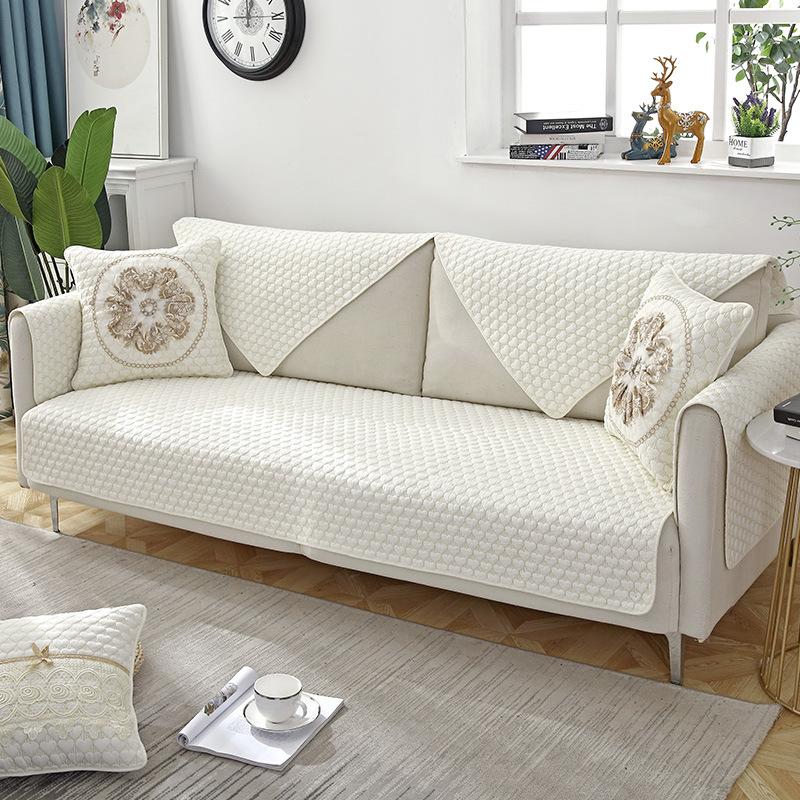 Pure Cotton Sofa Cushion for All Seasons, Cotton Fabric Non-slip Cushion Cover, Simple Modern Set Cover, Seat Cushion All-inclusive