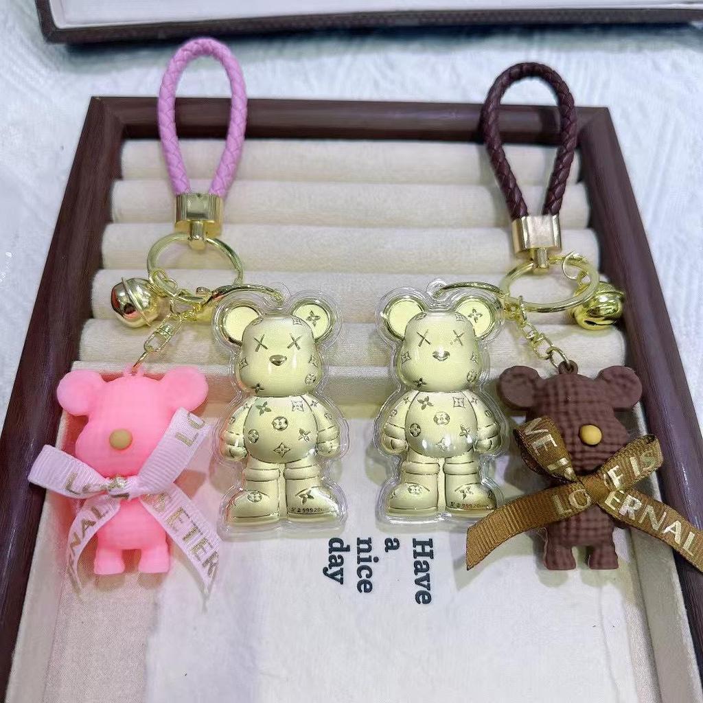 999 Fine Gold Bear Keychain Pendant: Mobile, Bag & Car Accessory