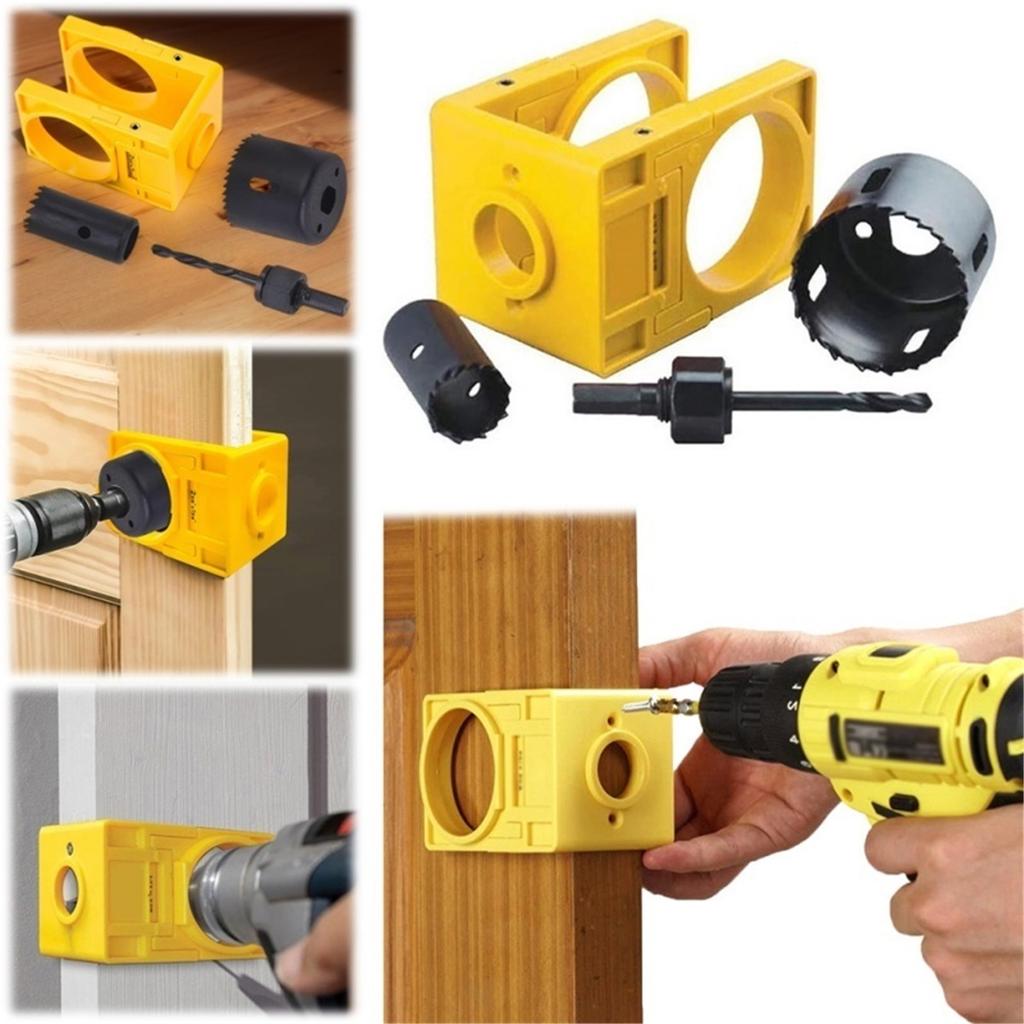 Kit d'installation de serrure de porte, ensemble d'outils de montage de serrure de porte en bois réglable pour l'installation de pêne dormant et de