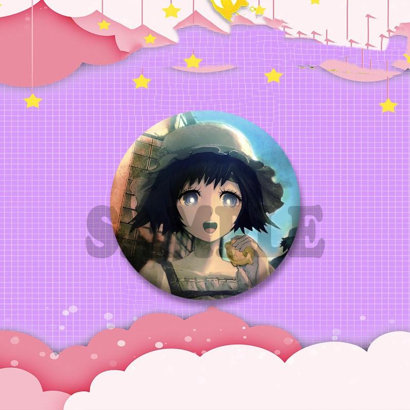 Kurisu Makise Mayuri Shiina Rintaro Okabe Cartoon Round Badge Anime Steins Gate Brooch Clothing Backpack Accessories Lapel Pins