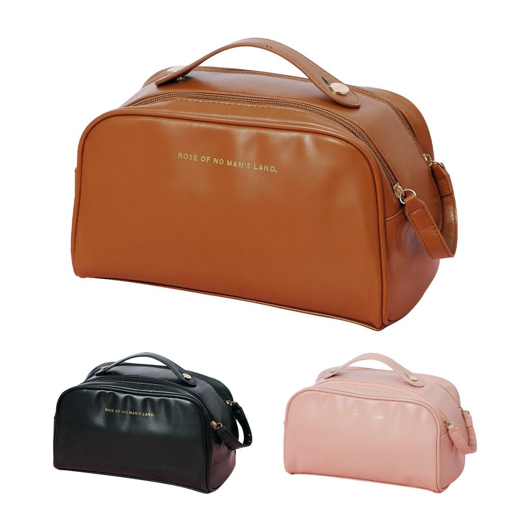 Large Solid Capacity Color Pu Leather Travel Storage Bag Portable Makeup Bag