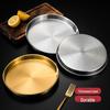 Rundes goldenes Tablett aus Edelstahl im koreanischen Stil für kalte Nudeln, Reis oder zum Dämpfen – Verdickte Platte mit flachem Boden