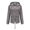Women Spring Solid Color Long Sleeve Lightweight Hooded Collar Outdoor Raincoat Cropped Cardigan Jacket S-3XL