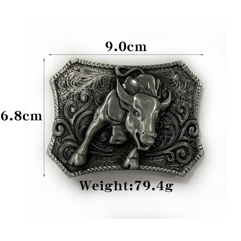 Western Cowboy Tang Dynasty Grass Pattern Alloy Belt Buckle