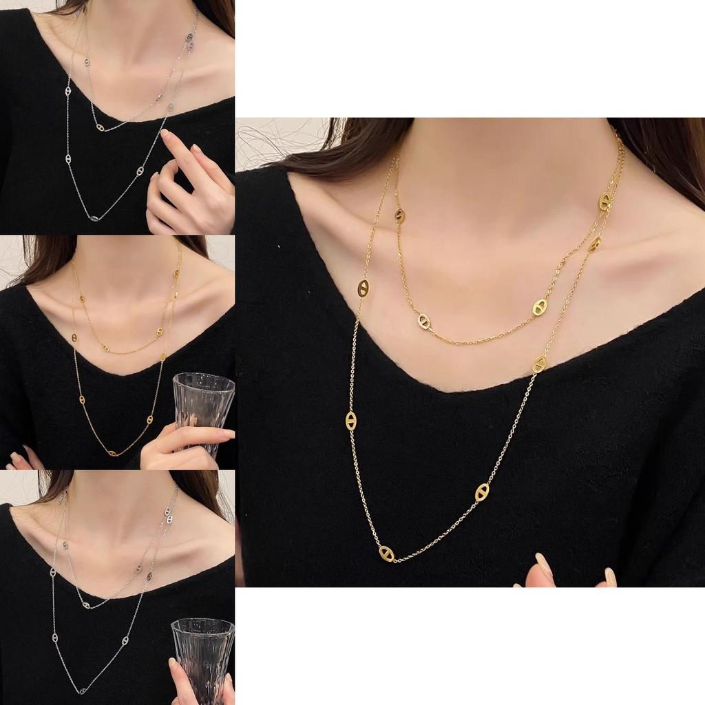 Stylish 120cm Geometric Titanium Steel Necklace For Women Perfect For Layering