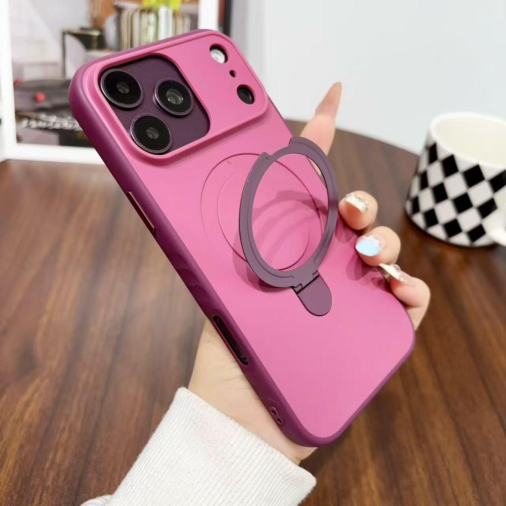 Apple iPhone 17 Pro Max Anti-Slip Skin-Feel Phone Case with Magnetic Metal Bracket for iPhone 16 - Protective Cover 15