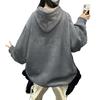 Felpa con cappuccio unisex autunno inverno tinta unita ricamo lettere maniche lunghe polsino elastico orlo con cappuccio ampia da indossare tutti i giorni casual sportiva