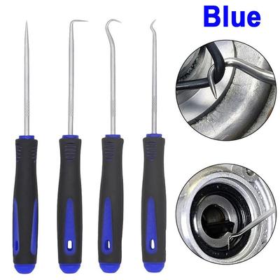 4PCS 165mm Blue Car Oil Seal Screwdriver Set Hose Removal Hook Set O-Ring Seal Gasket Puller Remover Pick Hooks Repair Tools