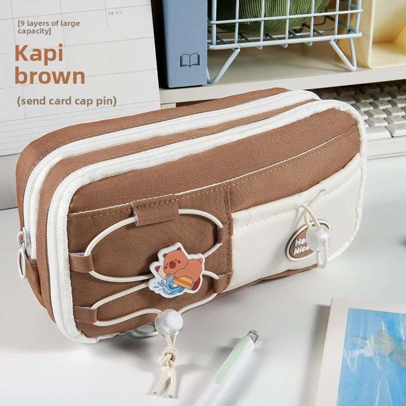 Traditional Pencil Case With Polyester Fabric And Cute Pins For Students And Office Use