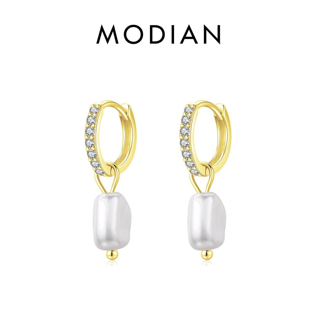 MODIAN Boucles d'oreilles créoles en argent sterling 925 avec perles baroques irrégulières, classiques et élégantes, pour femmes, fête, bijoux fins, cadeaux