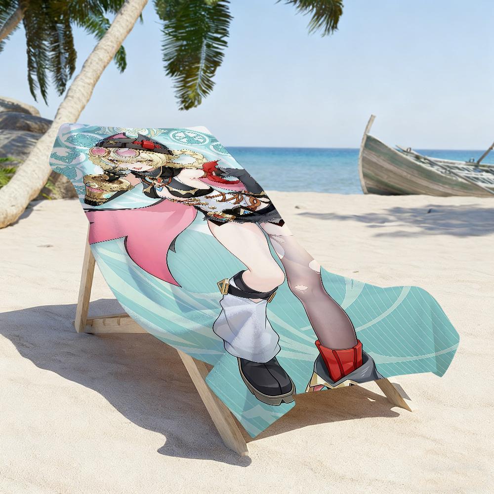 Genshin Impact Jahoda Game Towel Sports Quick Dry Travel Camping Gear Sandproof Soft Light Large Beach Towel