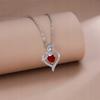 Silver Women' Necklace Chain Heart Rose Pendant Gift