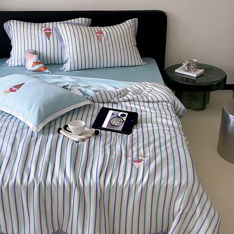 

Высококачественный летний комплект одеяла из 100% лиоцеллового волокна с наволочкой, полосатое натуральное растительное волокно, создающее ощущение прохлады, легкое одеяло 200x230cm only quilt