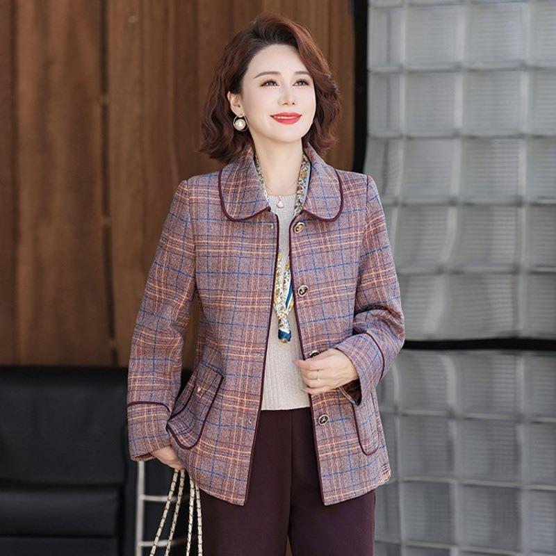Autumn coat small suit top plaid women's striped new model