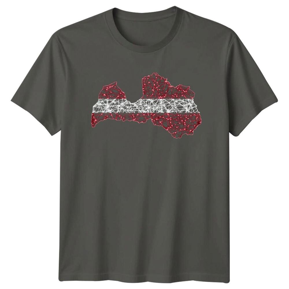 Latvia Map Flag Geography Unisexs TShirt Ladies Tee Graphic Unisex Top S