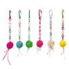 1PC Colorful Chewing Toy for Parrots -Hanging Rattan Ball & Beaded Swing for Budgies Cockatiels Bird Cage Decoration Fun