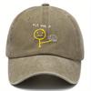 Pc Mountain UnisexS Retro Washed Baseball Cap with Small Figure Holding Brain Pattern Logo  a Durable Outdoor Cap Suitable for C