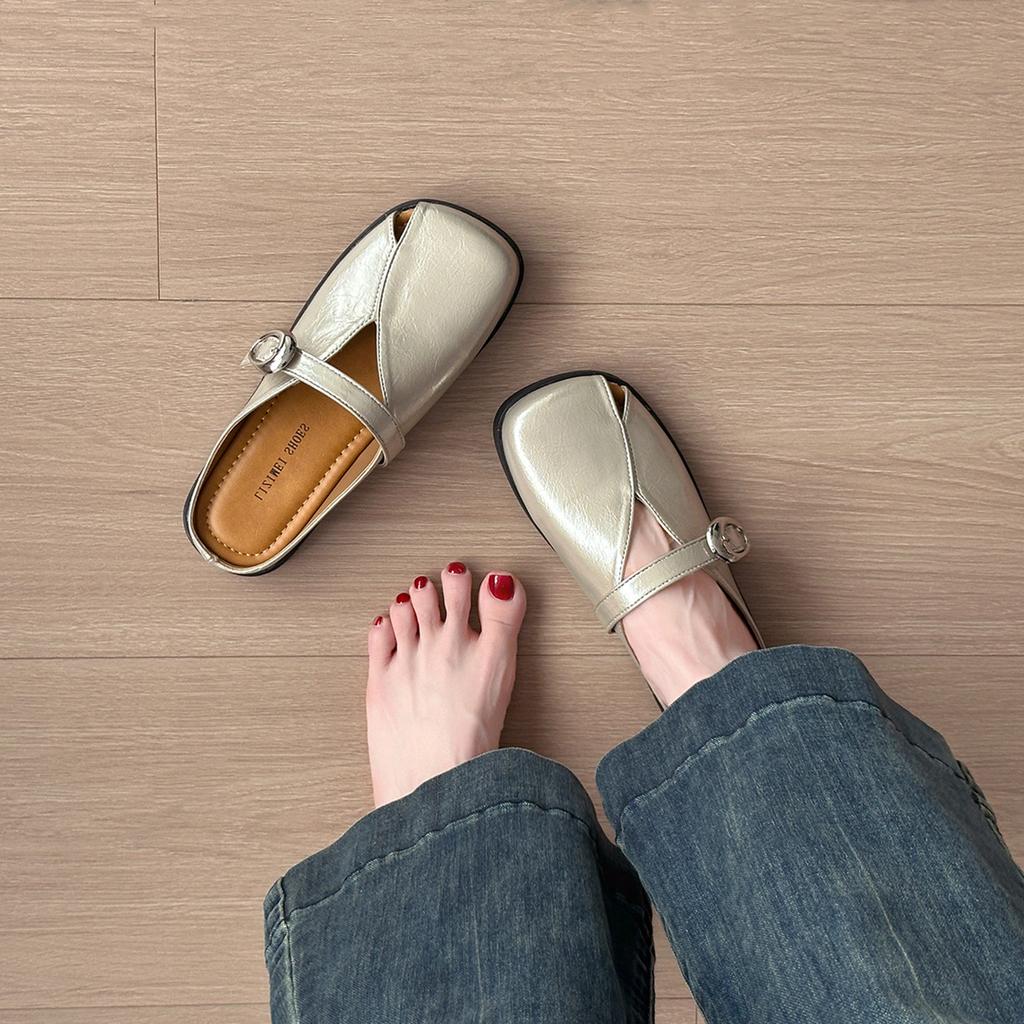 Fashion Shoes Cover Toe Ladies' Slippers Slipers Women Loafers Summer Peep Flat 2025 Slides Shoes Woman 2025 Cover Toe Slippers Summer P