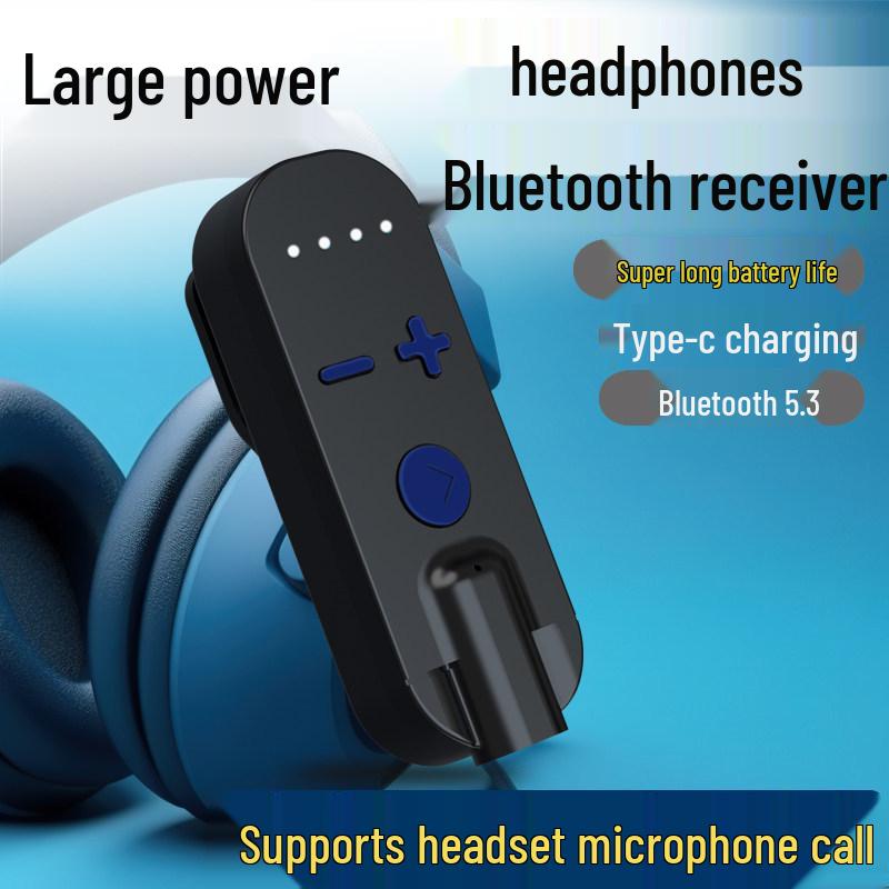 Universal Clip-On Bluetooth Headphone Receiver with Extended Battery, High-Quality Sound, Noise Reduction, and HD Calls