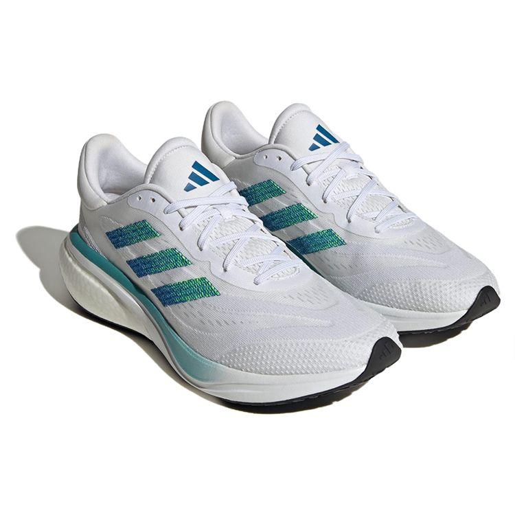 Adidas Supernova 3 Comfortable Fashion Mesh Fabric Shock Absorption Non-Slip Low-Top Long Distance Running Shoes Unisex Sneakers White Green HQ1806