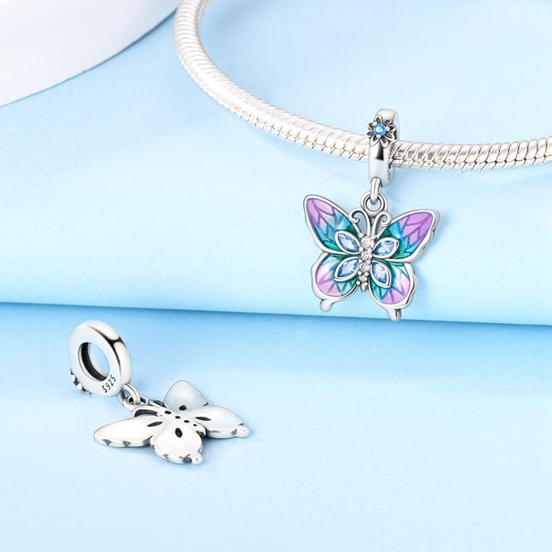 Charms Original Copper Colored Butterfly Insect Pendant Beads Fit Bracelet Women Jewelry Diy Fine Gift Accessory