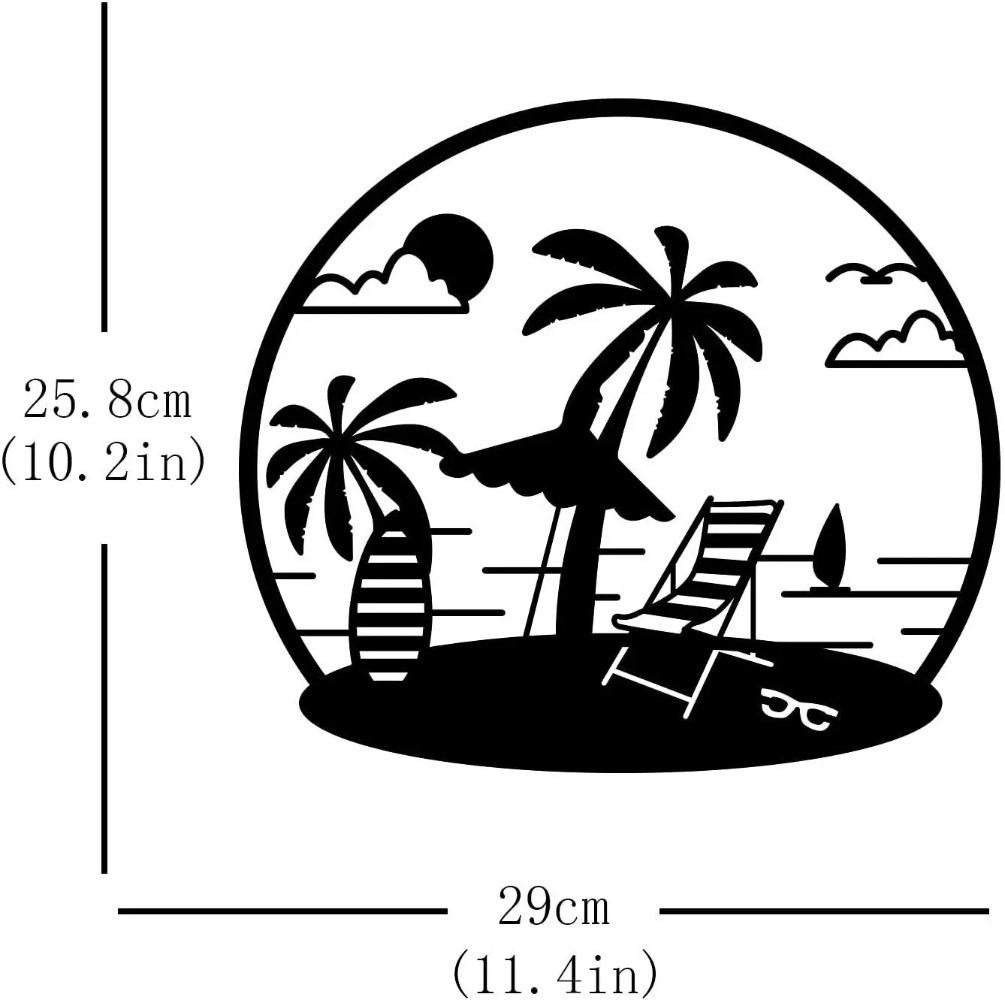 Schwarze Metall Wandkunst – Meereslandschaft & Strandmuster, Stilvolle Hängeelemente für Schlafzimmer, Wohnzimmer & Hausdeko