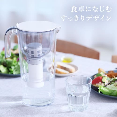 [.co.jp Exclusive] Cleansui Water Purifier, Jug-Style, with Alkaline Cartridge (1 Cartridge), Gray [Main Unit CP514-GR], Filtered Water Capacity: 1.0L