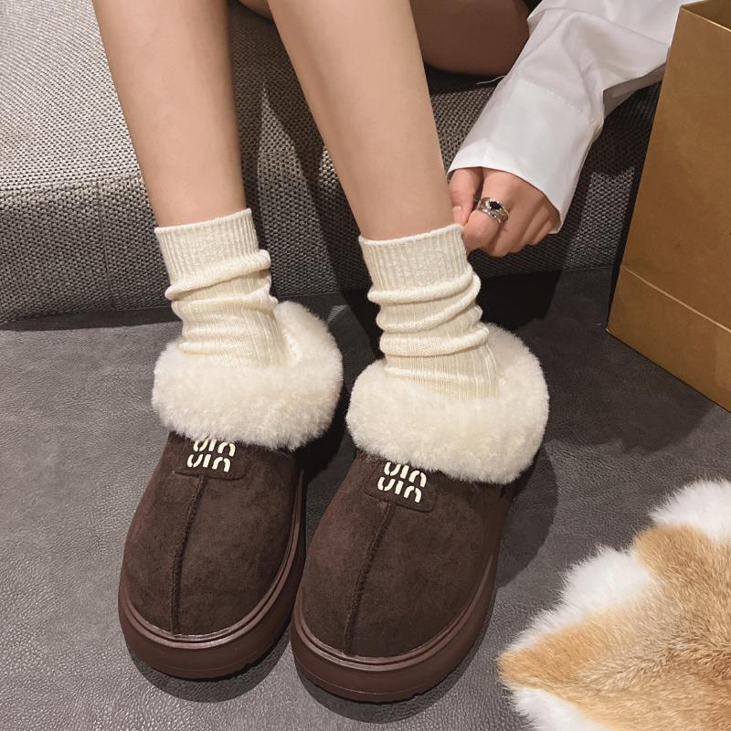 Mode Neue Rutschfeste Winter Damen Hausschuhe Draußen 2024 Heißer Verkauf Damen Stiefel Warmes Kurzes Plüsch Draußen Runde Zehen Damen Schuhe