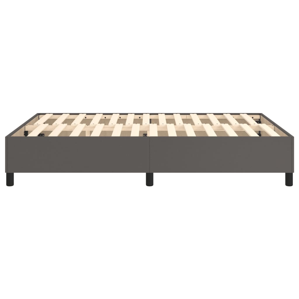 Box Spring Bed Frame Gray 140 x 190 cm Faux Leather