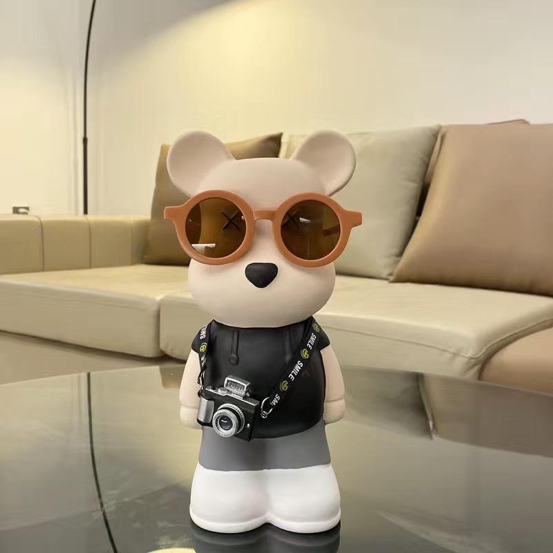 Cartoon Bear Piggy Bank: Creative Modern Ceramic Ornament for Living Room