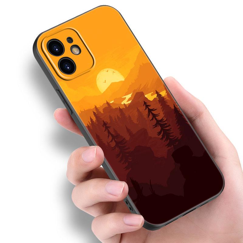 Deep Forest Firewatch Phone Case For Apple iPhone 14 13 12 Mini 11 Pro Max 7 8 XR X XS 7 8 Plus SE 2020 2022 Black Cover
