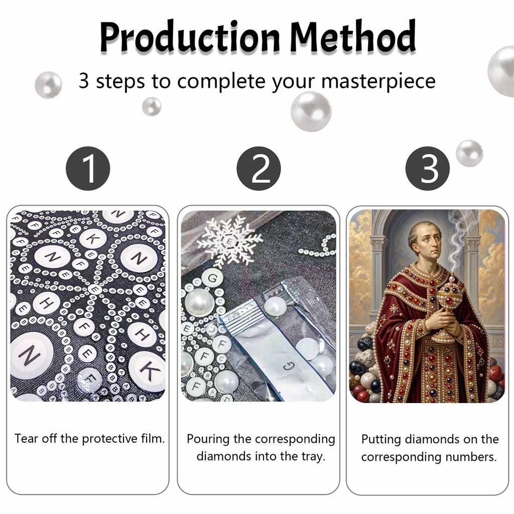 DIY 3D Pearl Diamond Painting Art Set Religious Priest St. Vincent de Paul Home Decor Art Set Wall Art