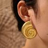 Conch Shape Stainless Steel Earrings For Women Anti Allergic Trendy Charm Zircon Holiday Gift